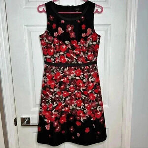 Jacob Sheath  Dress Sleeveless Floral Black/Red/White Size Medium